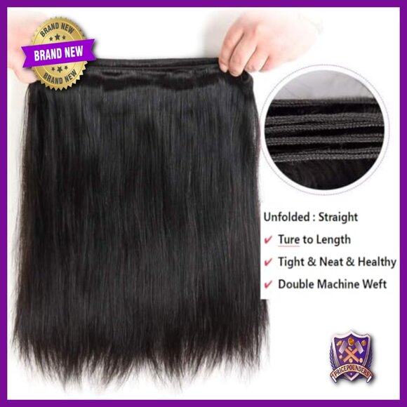 3 Bundles Straight Human Hair Extensions 20-24 Inch Brazilian Virgin Hair